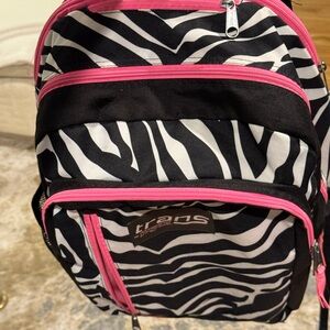 Jansport Trans Zebra Print Backpack with Pink Accents